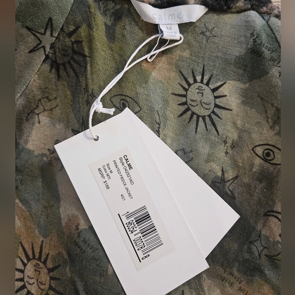 NWT Johnny Was Calme Fleece Shapra Jacket Black and Tan Floral Printed - Picture 14 of 14